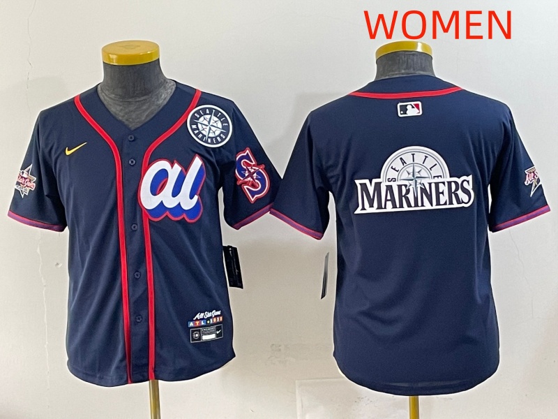 Women 2025 Seattle Mariners Blank Drak Blue All star Blank Blue Nike MLB Jersey style 9->youth mlb jersey->Youth Jersey